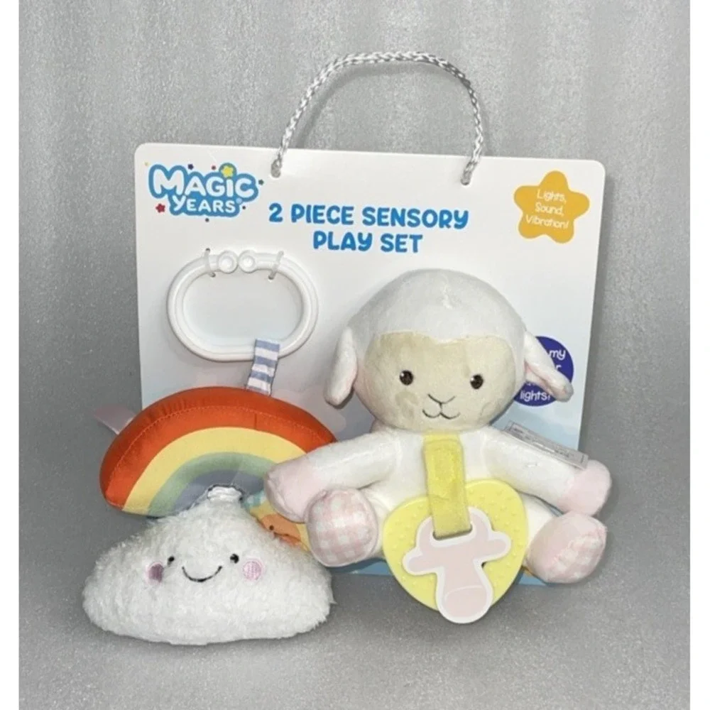 Magic Years 2 Piece Sensory Play Set Lamb Jiggler Rattle & Paci Toy 0+ Month New